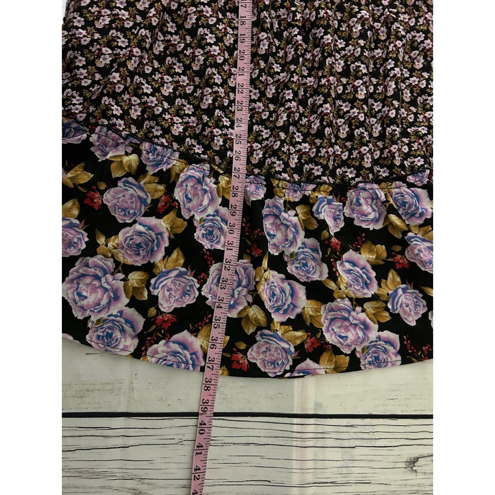 Ember Floral Tiered Maxi Skirt XL Black Purple Mixed Print Boho Cottagecore - Picture 8 of 8